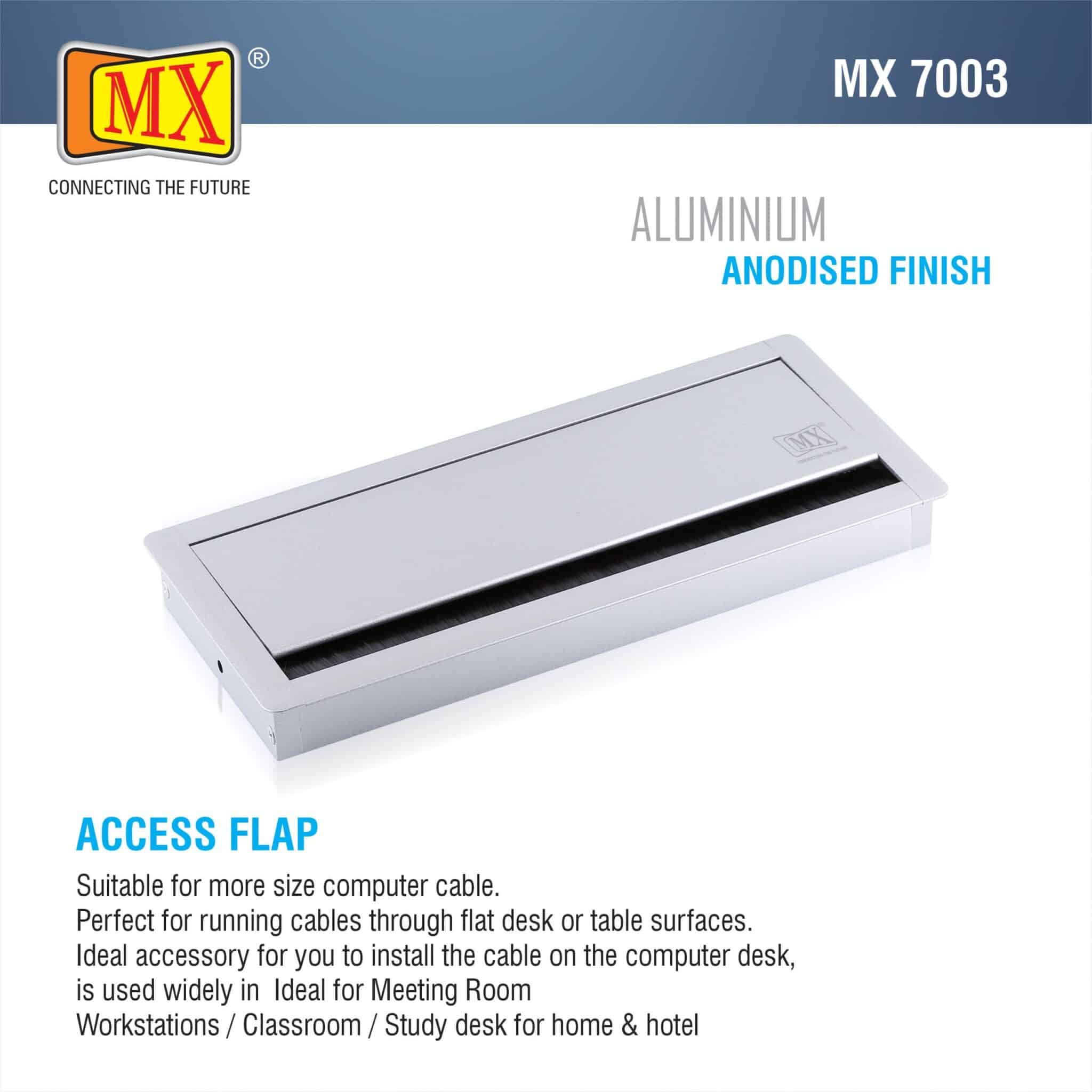 MX Aluminum Alloy Access Flap: Your Ultimate Desk Organizer for Effortless Cable Management and Workspace Tidiness (300X127X30 MM, Silver)