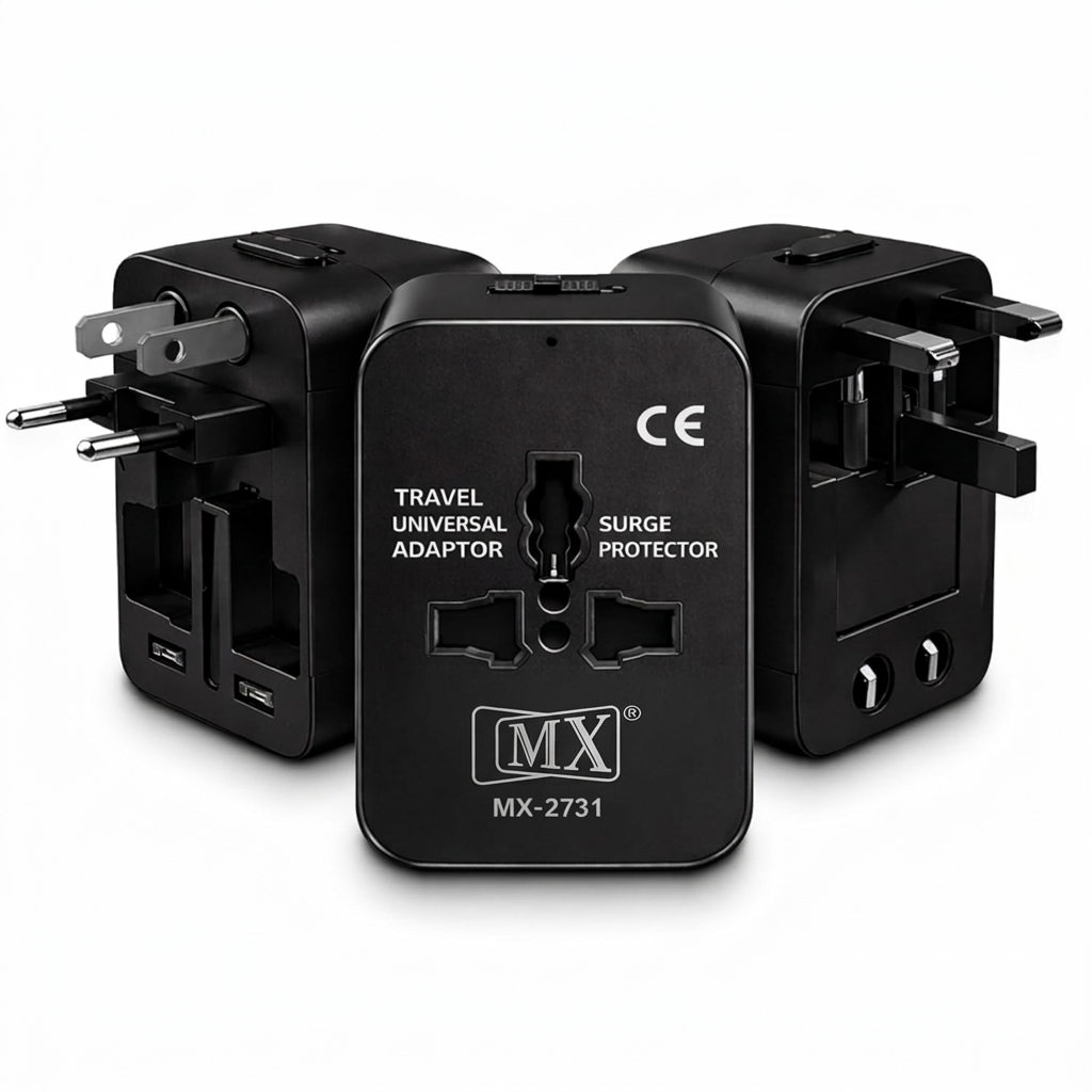 MX Universal Travel Adapter, Worldwide All over 150 International Countries with LED & Child Safety Shutter-Universal Socket Compatible in UK, Europe, USA, Australia, China, Japan & Thailand (Black)