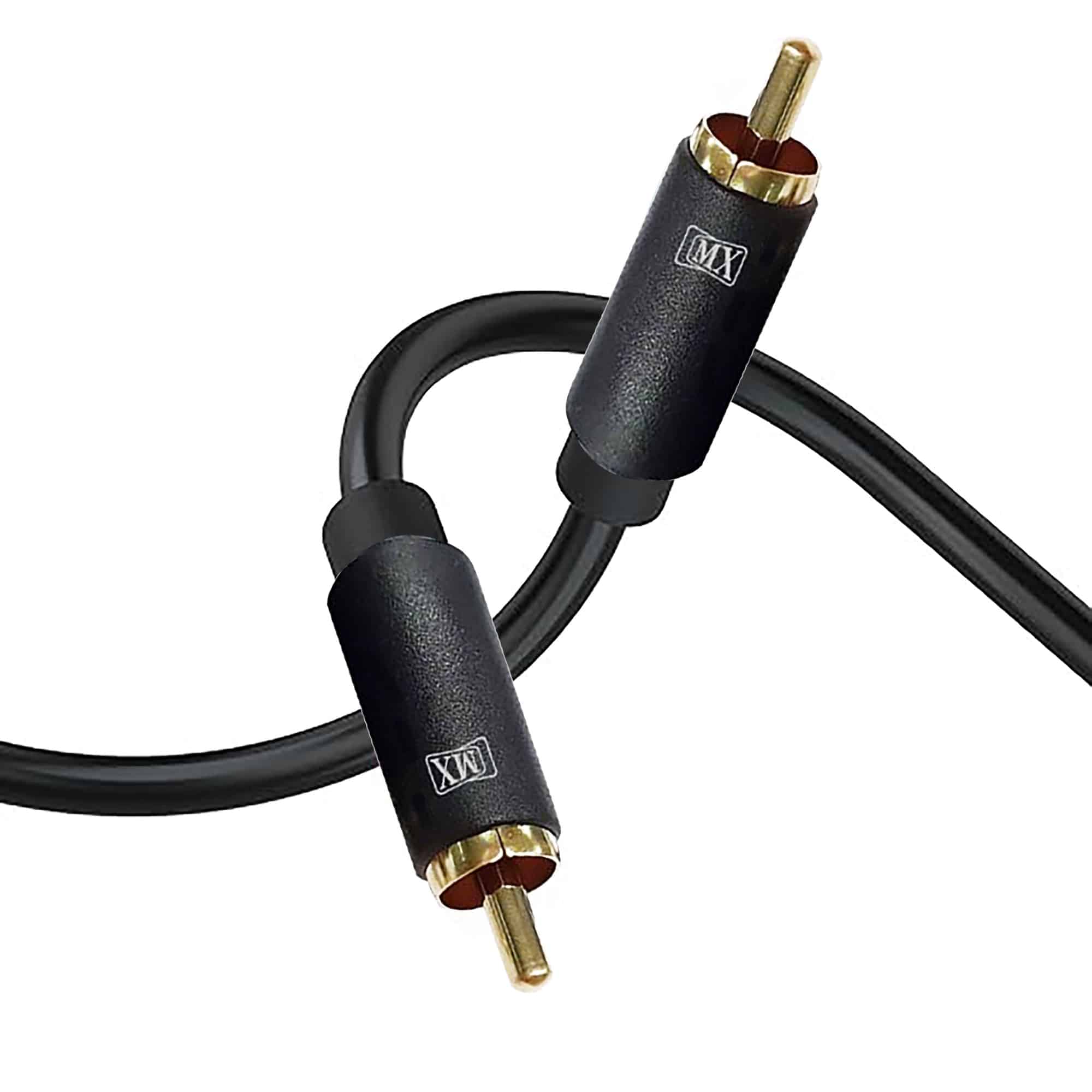 MX Single RCA Male to Single RCA Male Cord : 1.5 mtr : Slim Type : Gold Plated (Pack of 2)