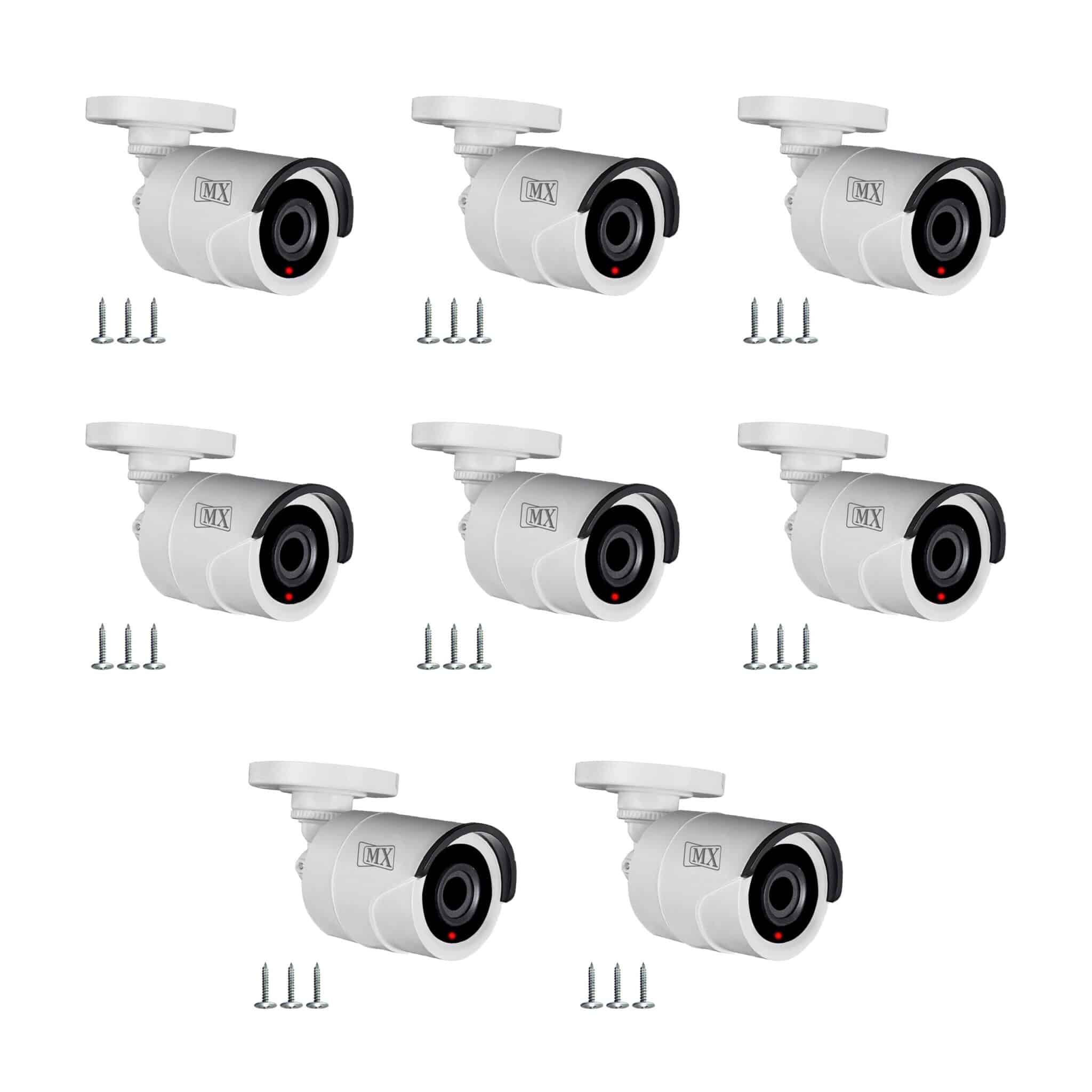 MX Dummy Fake Security Wireless Bullet CCTV Outdoor Camera with Flashing Light, Model D6_4, White (MX Dummy 6) - Pack of 8