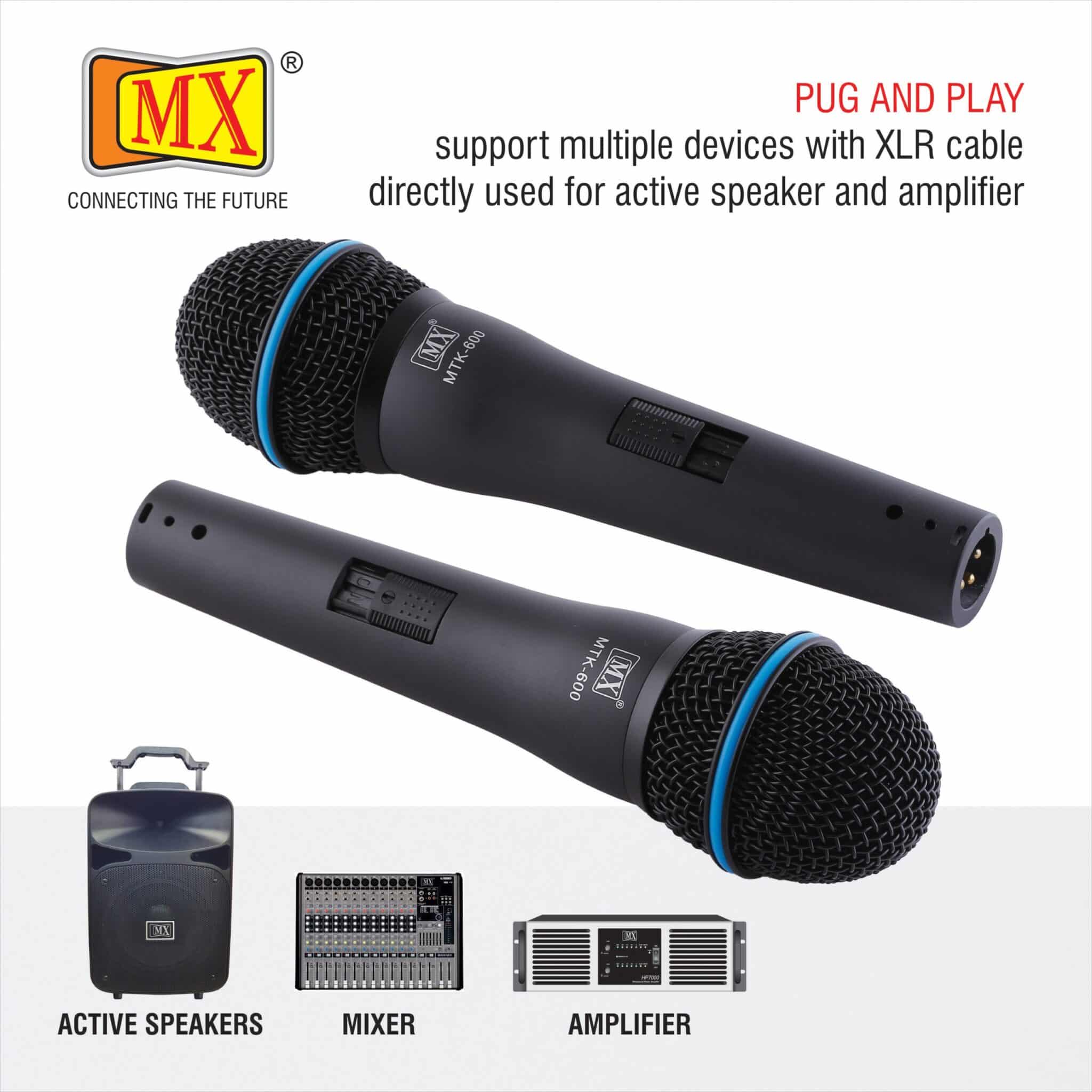 MX Vocal Dynamic Wired Microphone for Vocal & Speech Purposed (Pack of 2 Pcs)