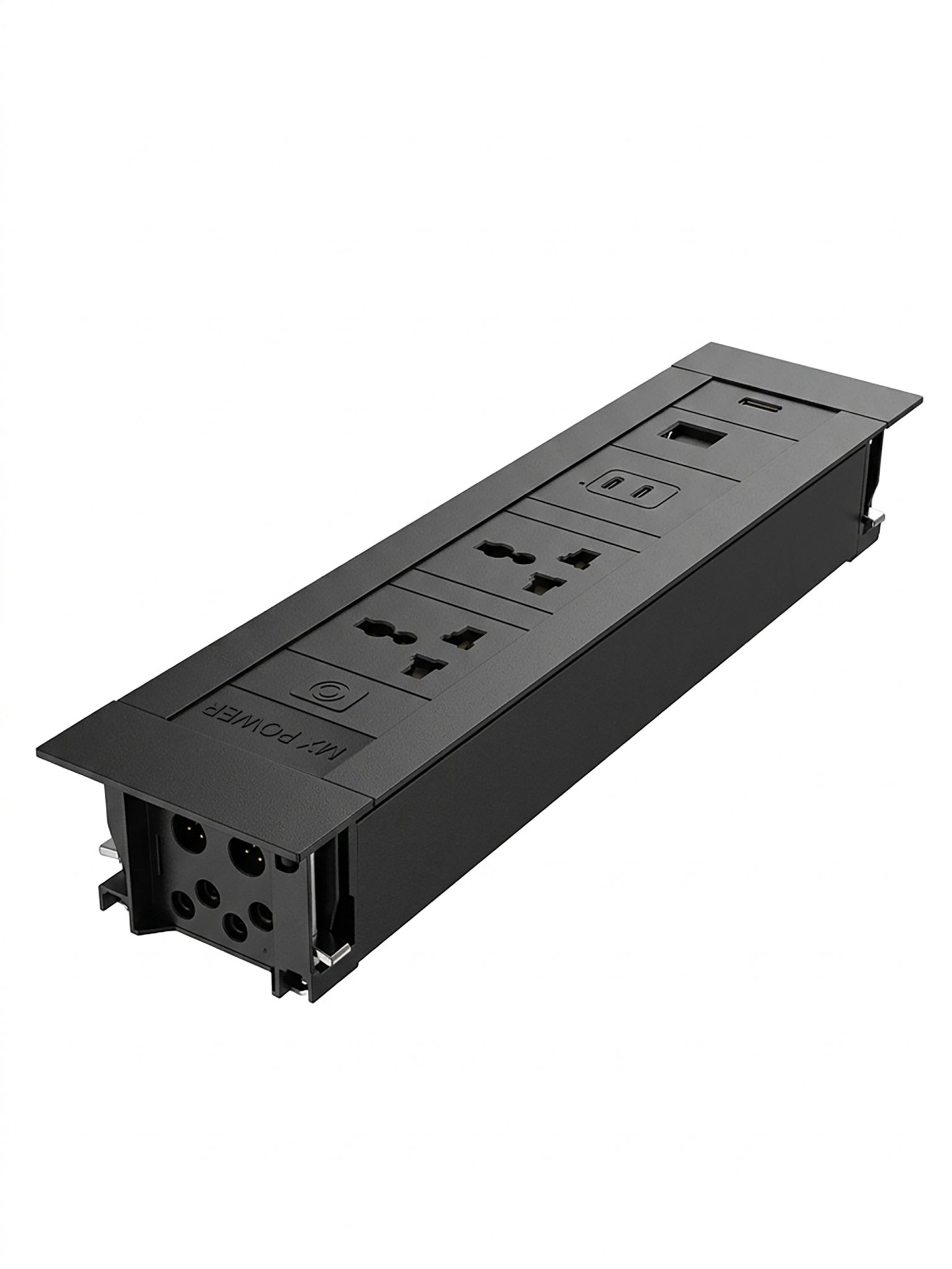 MX 7112 Cartier Modular Box - Pre-Wired Empty Housing for Conference Table | 300mm IS Marked 0.75mm Cable with GST Connector - Black (Without Modules)