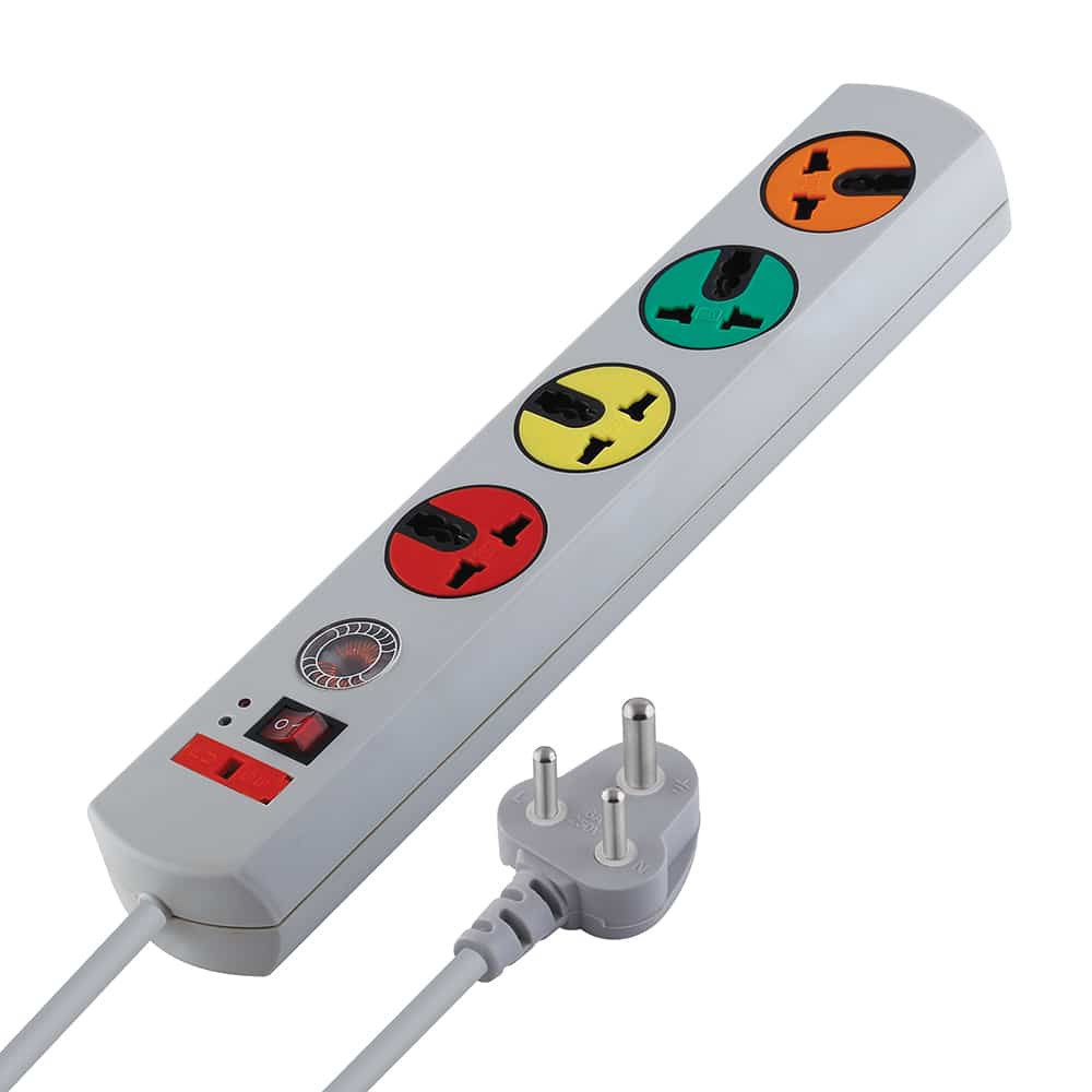 MX 4 Socket 180 Degree Rotatable Surge & Spike Protector with 4 Universal Socket, Master Switch, Fuse, LED Indicator 1.5 mtr Cord Length for home appliances like electric cooktop & Stove