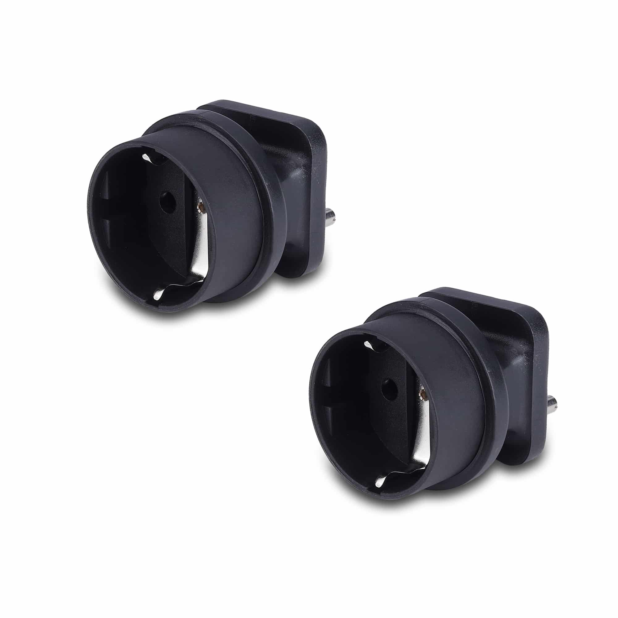 MX European (Schuko) to India Plug Adapter 15 Amp- Convert European Type E/F Input to India Type M Three Prong Output Connection, Black Pack of 2