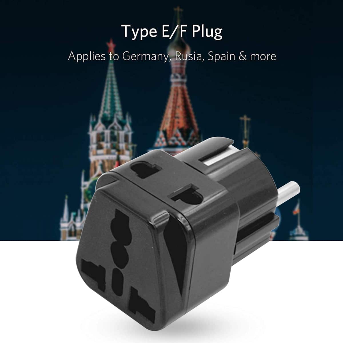 MX 2 in 1 Conversion Plug Europe Type Schuko Plug to Universal Socket and 2 pin Socket Worldwide Travel Adapter (Black) (Pack of 2)
