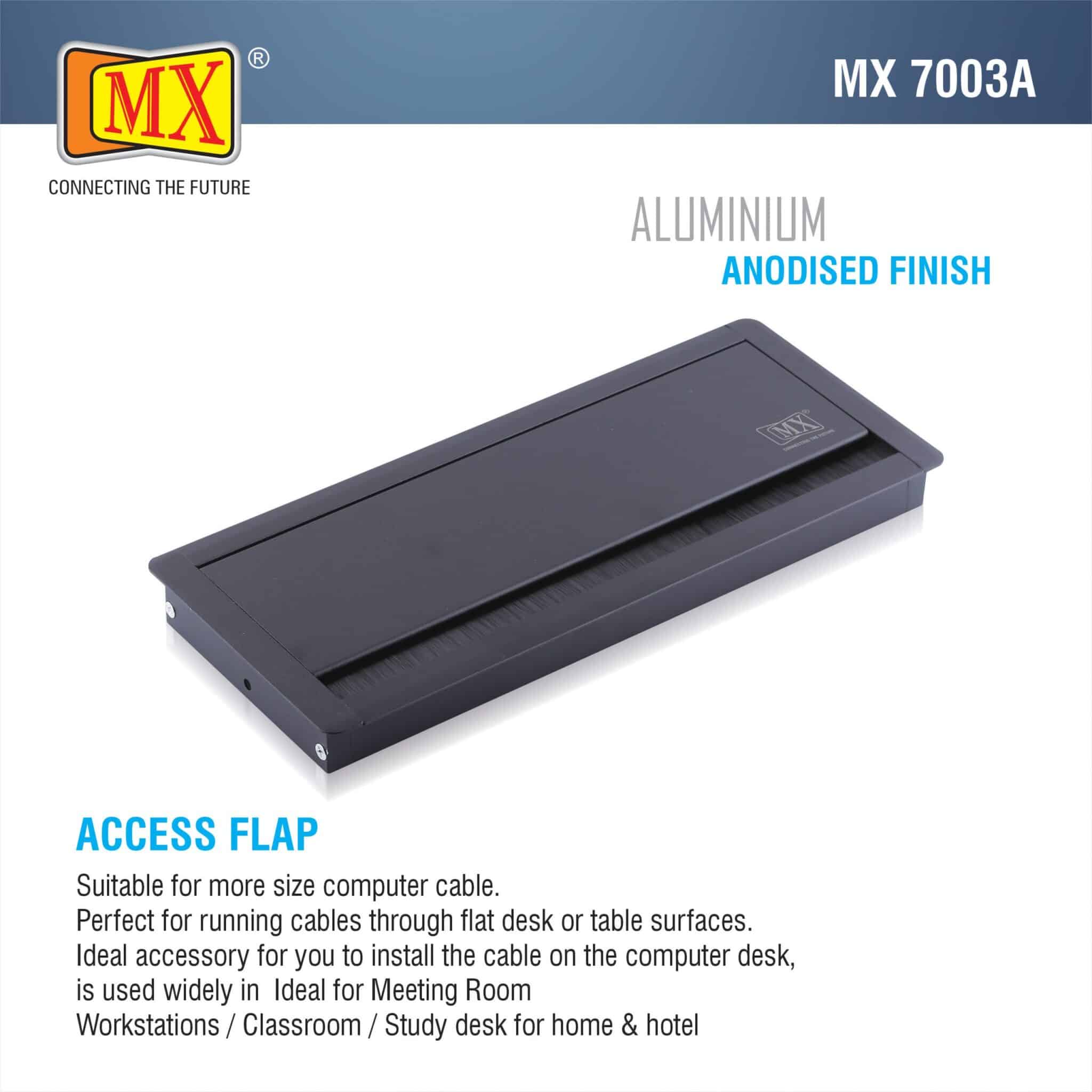 MX Aluminum Alloy Access Flap: Your Ultimate Desk Organizer for Effortless Cable Management and Workspace Tidiness (300X127X30 MM, Black)