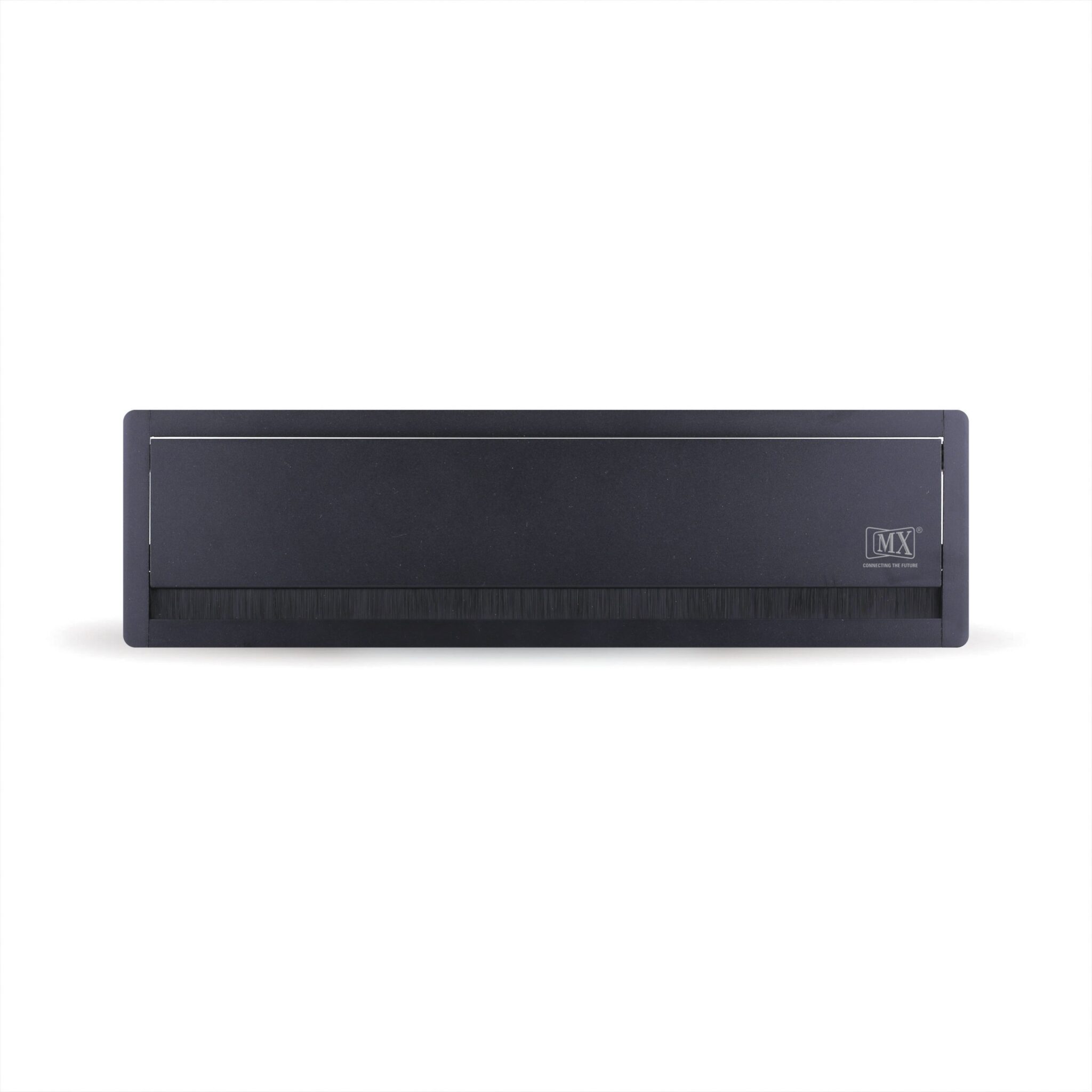 MX Aluminum Alloy Access Flap with Soft Closing: Your Ultimate Desk Organizer for Effortless Cable Management and Workspace Tidiness (Cutout Size: 440X110 MM) Black