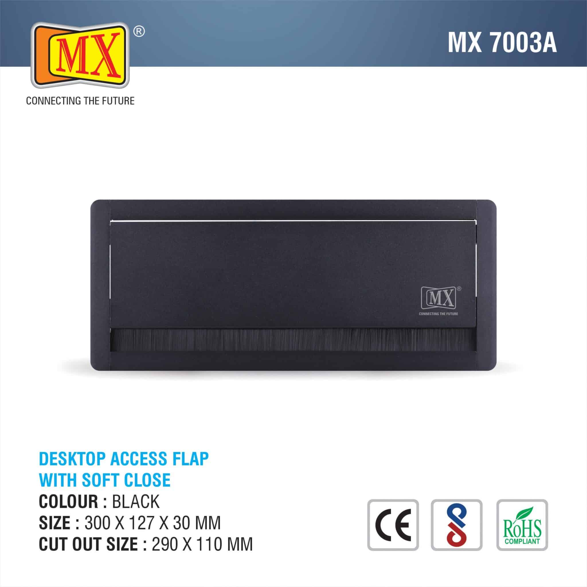 MX Aluminum Alloy Access Flap: Your Ultimate Desk Organizer for Effortless Cable Management and Workspace Tidiness (300X127X30 MM, Black)