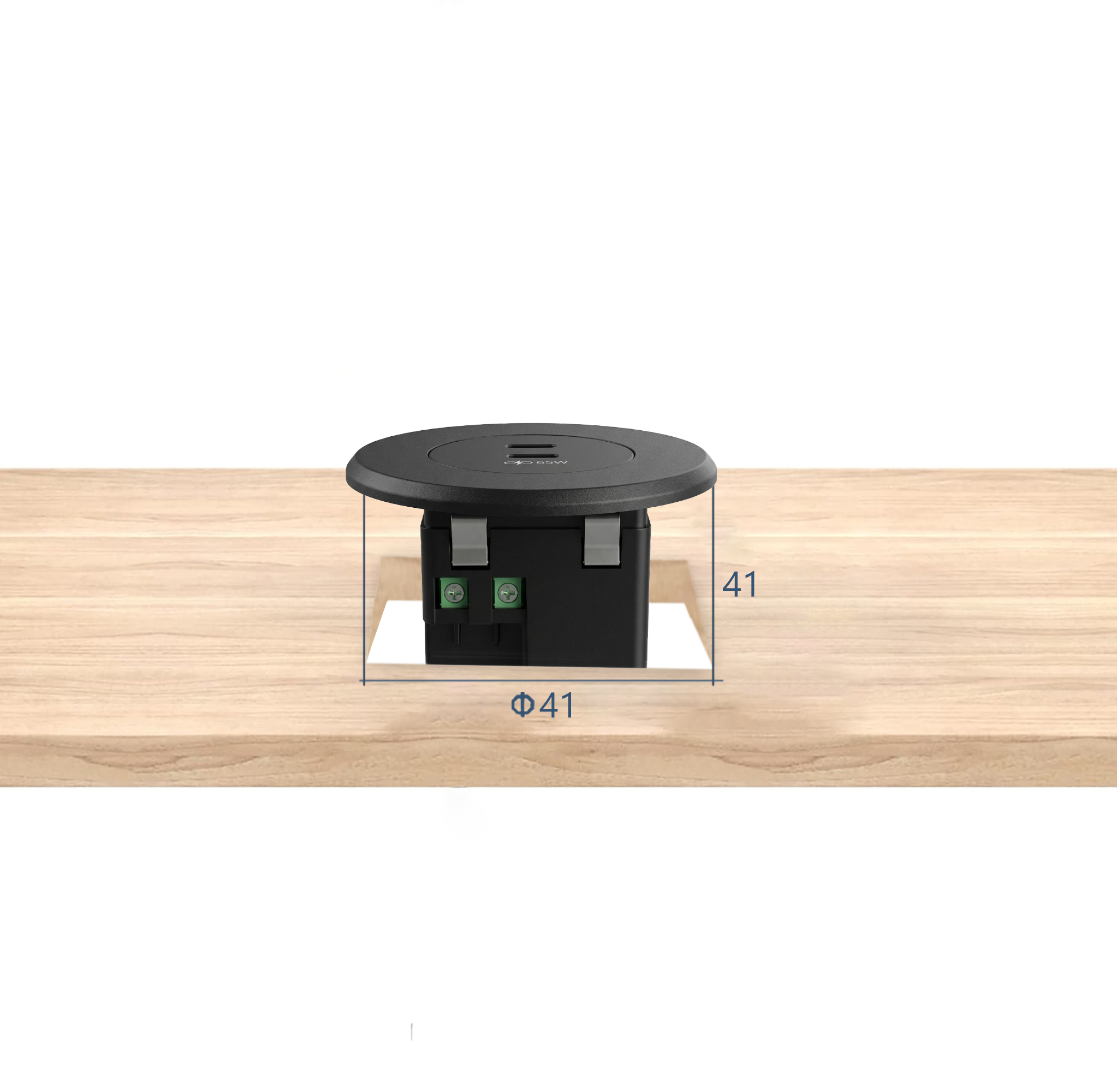 MX Classic Slim In-Desk USB-C + C Fast Charger  35W | 45W | 65W | Flush Mount | 70mm Cap / 41x41mm Cutout