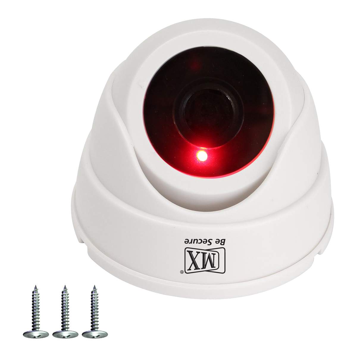 MX Dummy Fake Security Wireless Dome CCTV Outdoor Camera Flashing Light Black D2 Security Camera, White (MX Dummy 4) (Pack of 4)