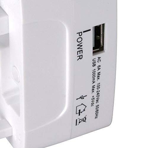 MX Universal Travel Adaptor with Build in USB Charger Port with 250V, Surge/Spike Protected Electrical Plug White (Pack of 2)