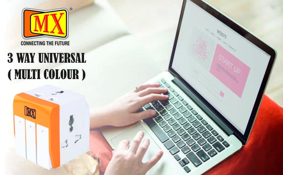 MX Universal Conversion Plug - Multiplug with Individual Switch - 3 PIN 3 Way Plug for Home, Office and Industrial Uses