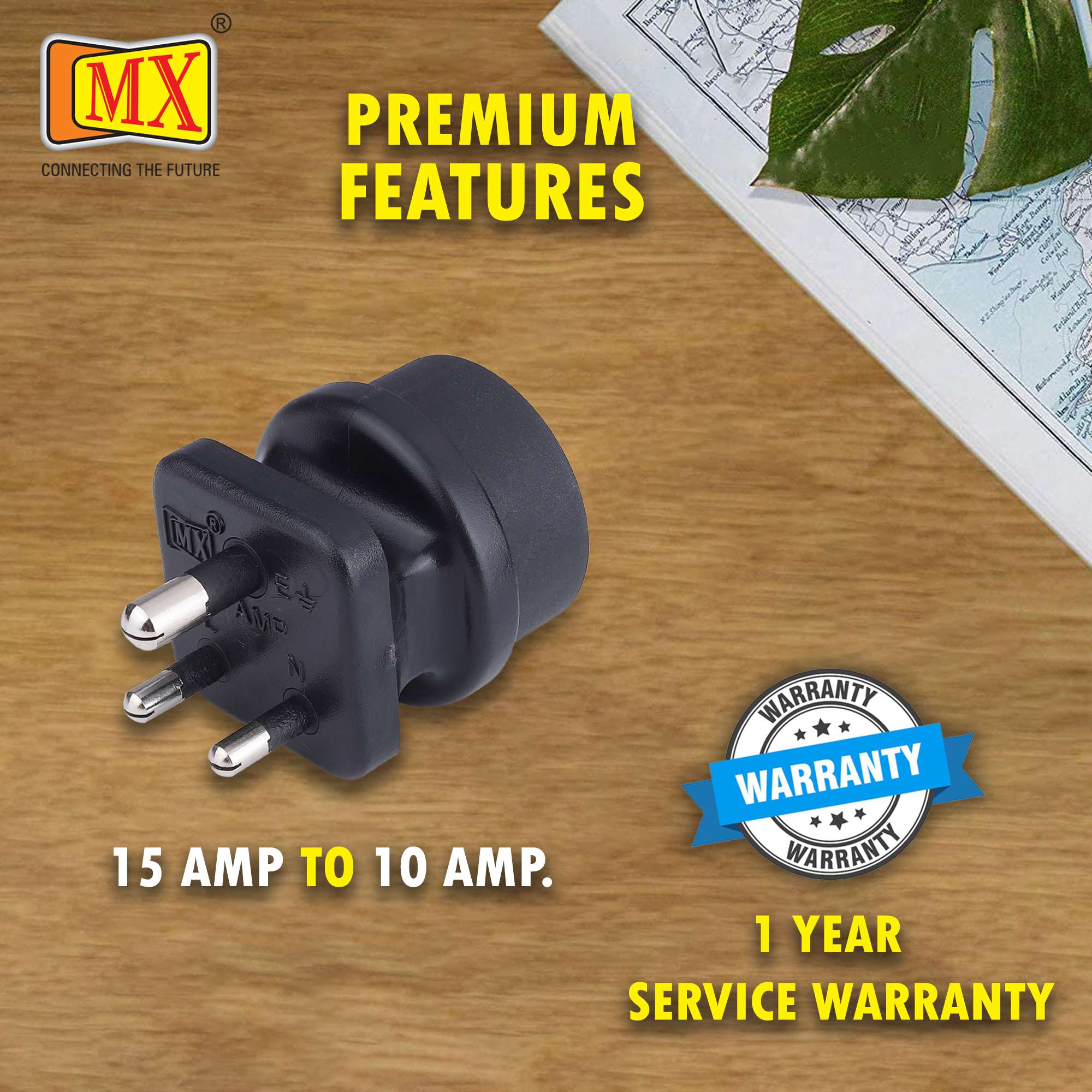 MX European (Schuko) to India Plug Adapter 15 Amp- Convert European Type E/F Input to India Type M Three Prong Output Connection, Black Pack of 2