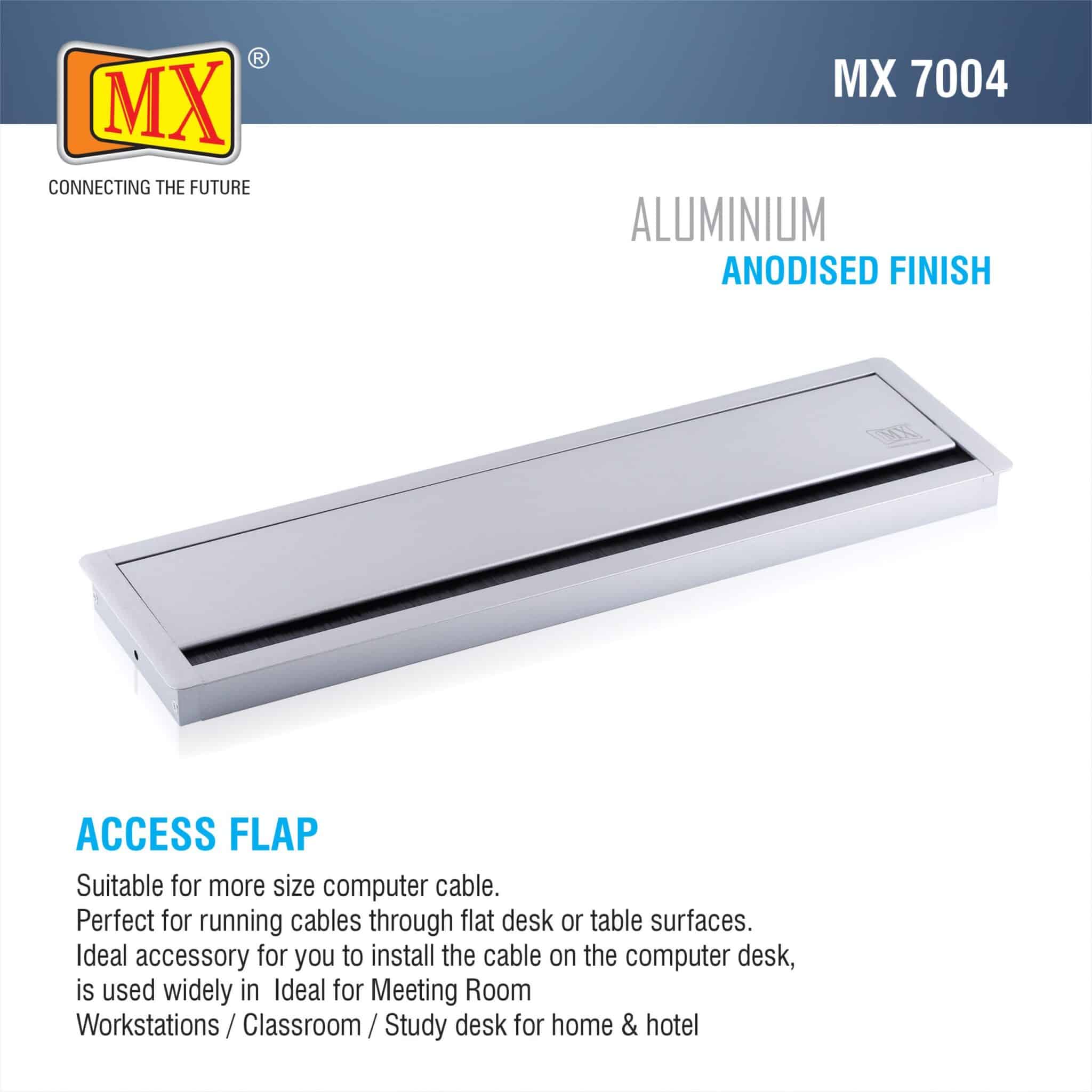 MX Aluminum Alloy Access Flap: Your Ultimate Desk Organizer for Effortless Cable Management and Workspace Tidiness (450X127X30 MM Cut Out Size -440X110 MM) (Colour -Silver)
