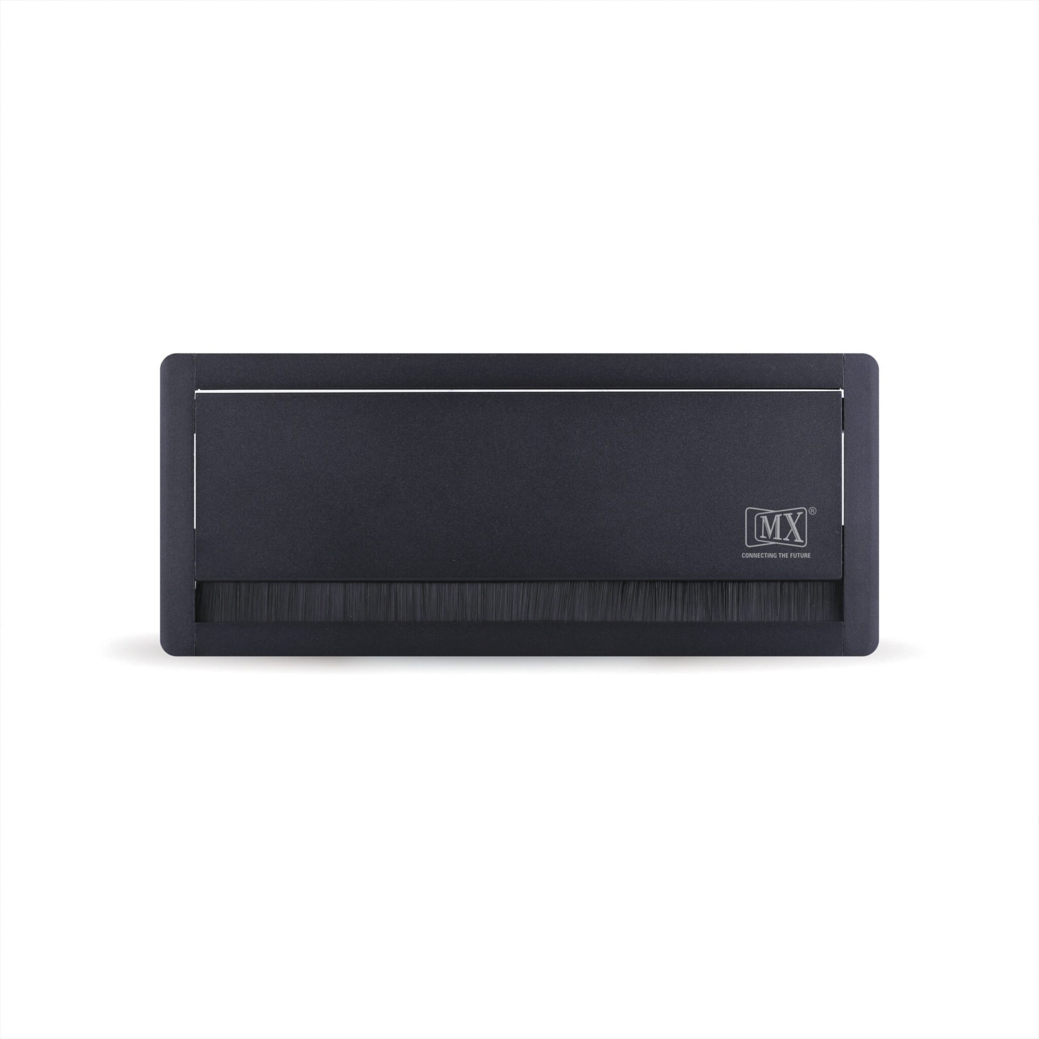 MX Aluminum Alloy Access Flap with Soft Closing: Your Ultimate Desk Organizer for Effortless Cable Management and Workspace Tidiness (Cutout Size: 290X110 MM) Black