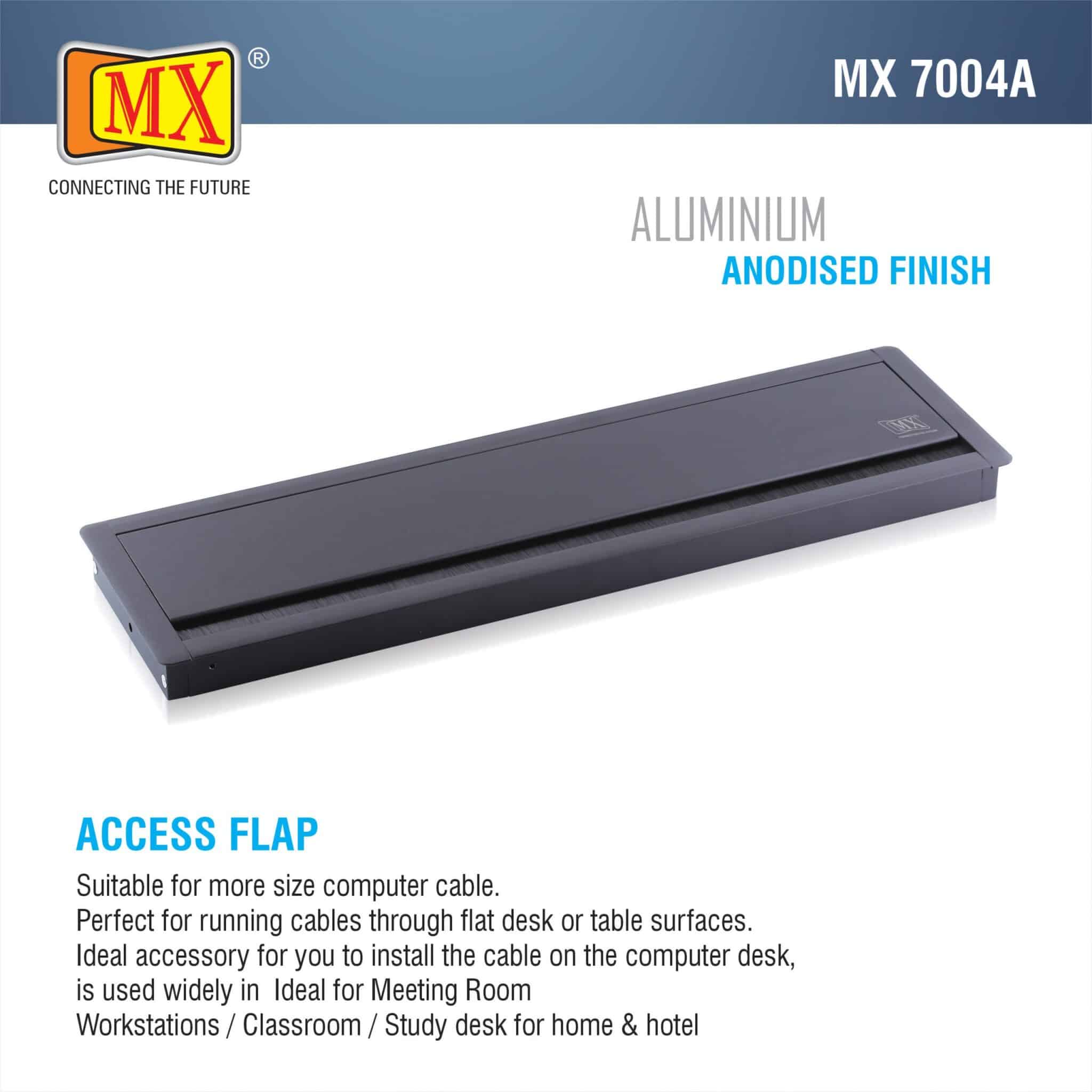 MX Aluminum Alloy Access Flap: Your Ultimate Desk Organizer for Effortless Cable Management and Workspace Tidiness  (450X127X30 MM Cut Out Size -440X110 MM)  (Black)