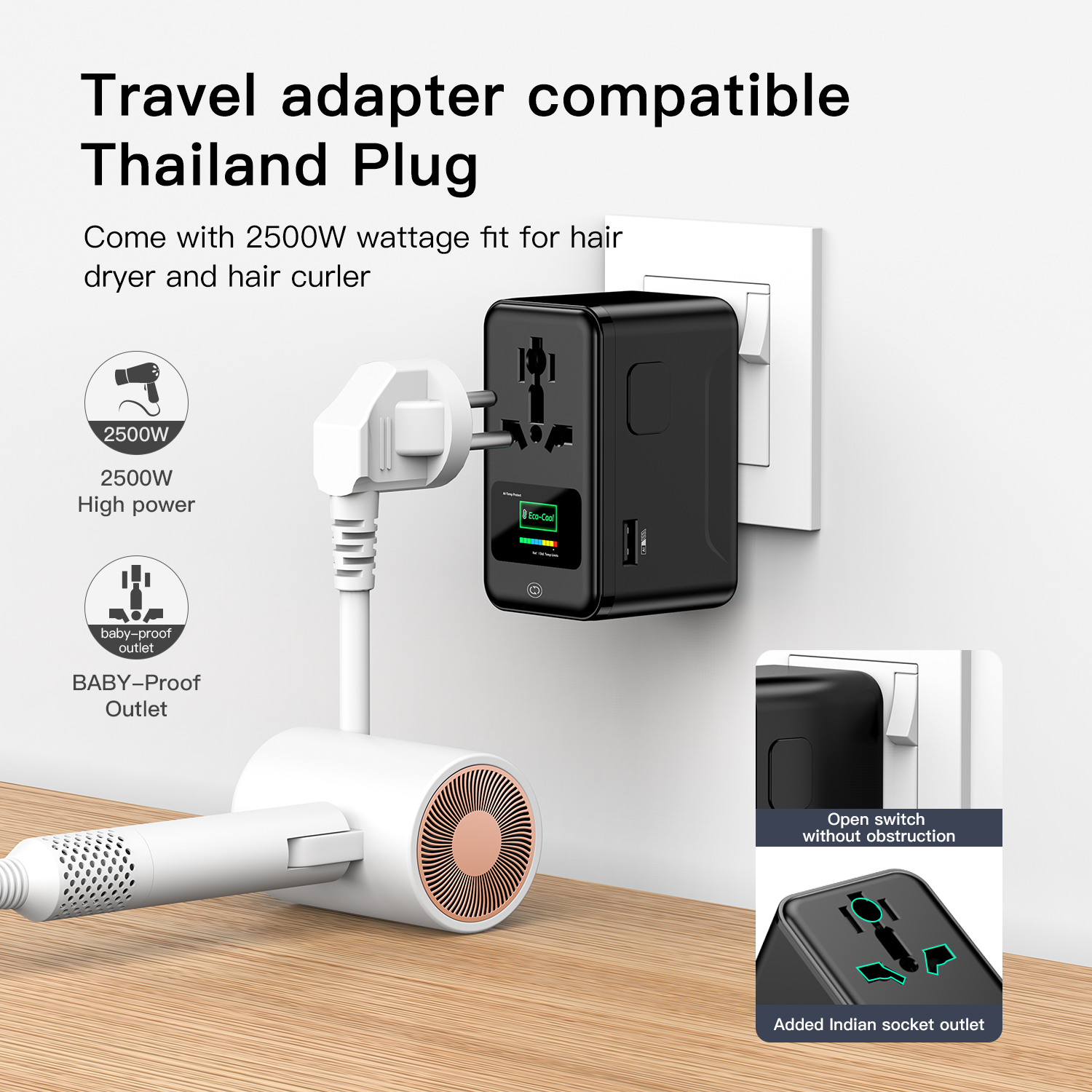 MX 200W GaN Universal Travel Adapter Smart LCD Display Fast Charging Station, Multi Device Charger, USB-C PD 100W International Plug Adapter for 200+ Countries | MacBook, iPhone, Samsung & Laptop