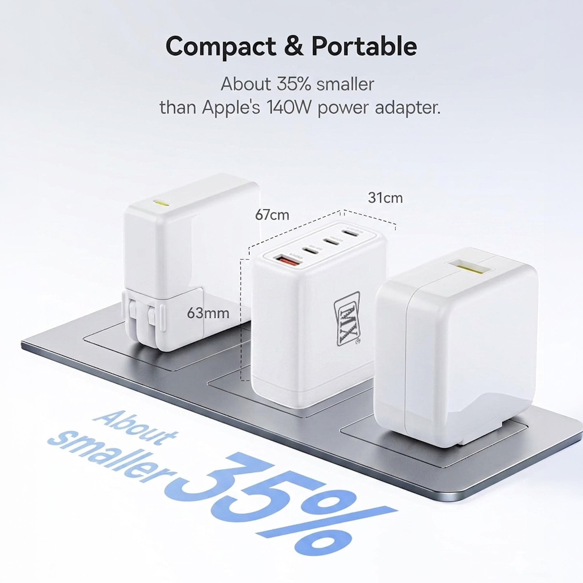 MX 140W GaN USB-C Fast Charger, 4-Port PD 3.1 Charging Station with UK/EU/AU Plug Adapters, Compatible with MacBook Pro, iPad, iPhone 15/14/13, Samsung S24 Ultra & Other Laptops