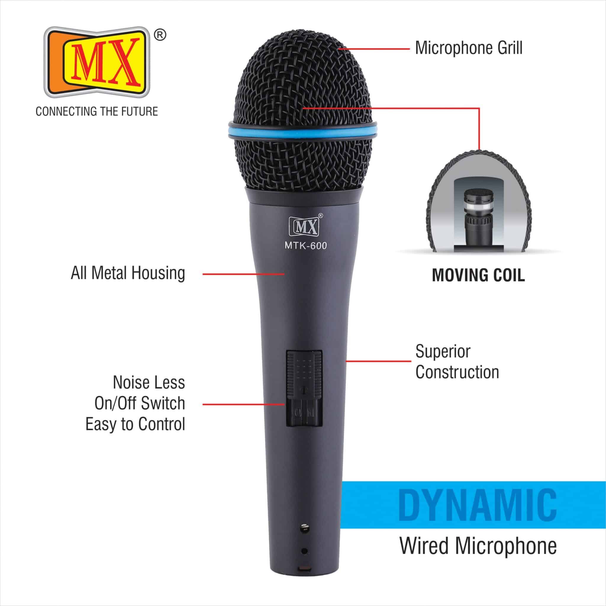 MX Vocal Dynamic Wired Microphone for Vocal & Speech Purposed (Pack of 2 Pcs)