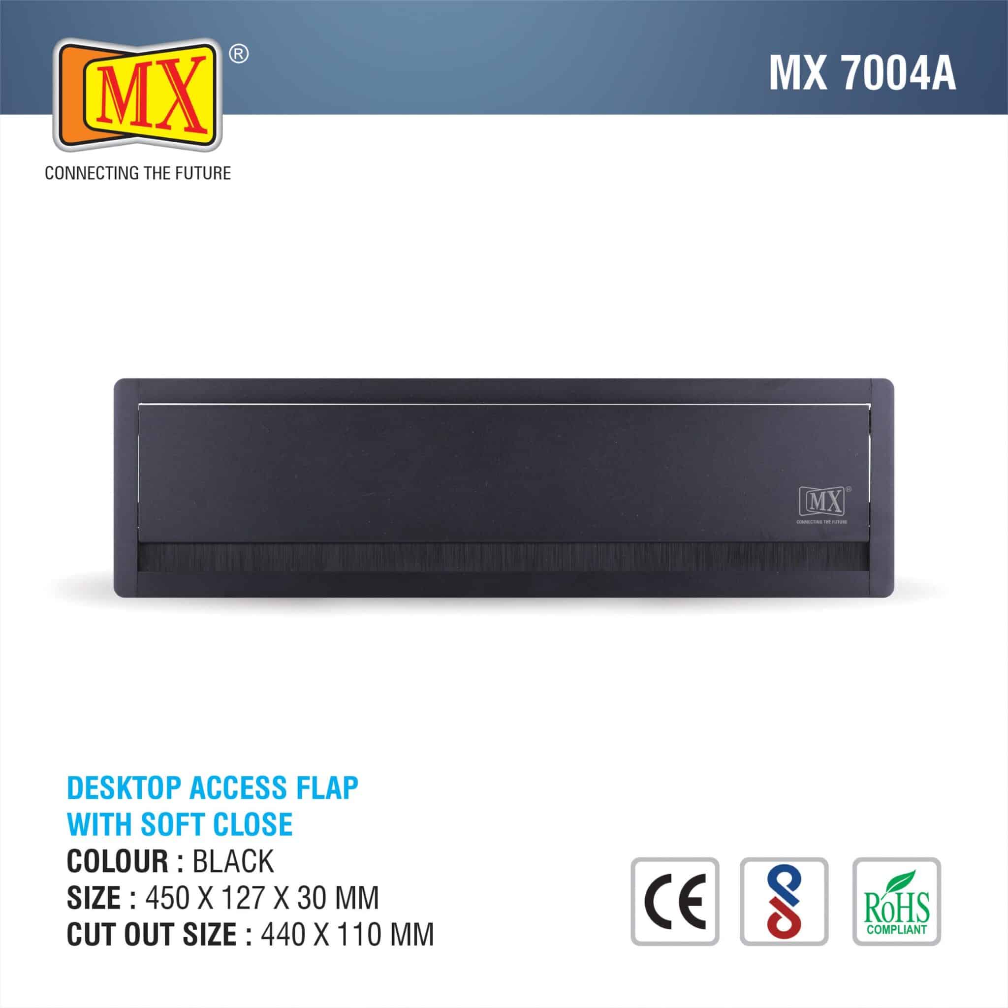 MX Aluminum Alloy Access Flap: Your Ultimate Desk Organizer for Effortless Cable Management and Workspace Tidiness  (450X127X30 MM Cut Out Size -440X110 MM)  (Black)