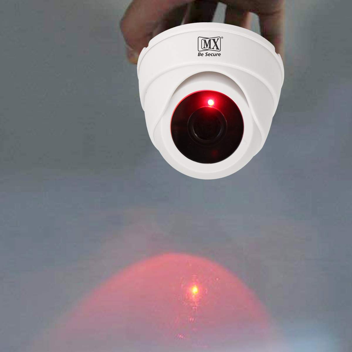 MX Dummy Fake Security Wireless Dome CCTV Outdoor Camera Flashing Light Black D2 Security Camera, White (MX Dummy 4) (Pack of 8)