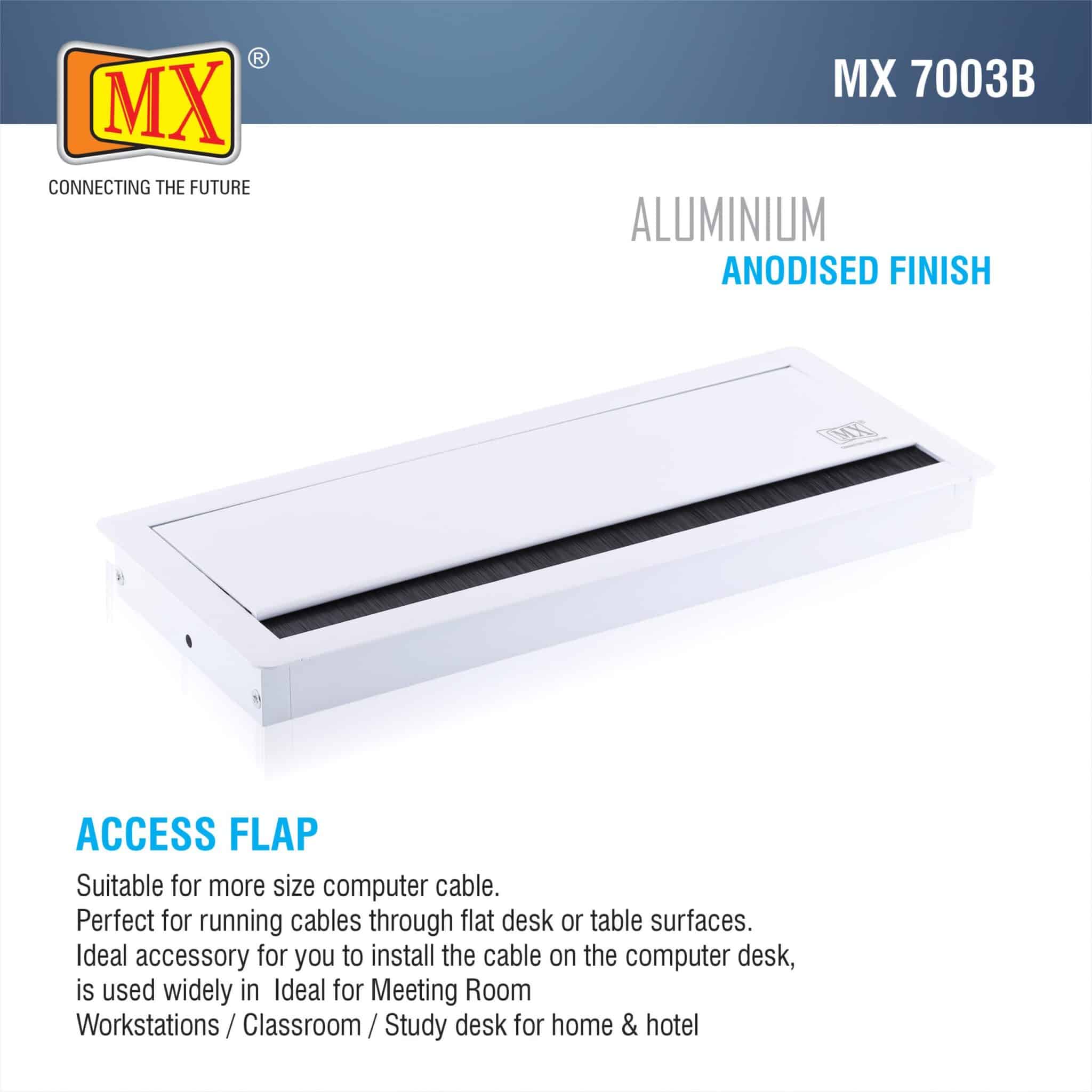 MX Aluminum Alloy Access Flap: Your Ultimate Desk Organizer for Effortless Cable Management and Workspace Tidiness (300X127X30 MM, White)