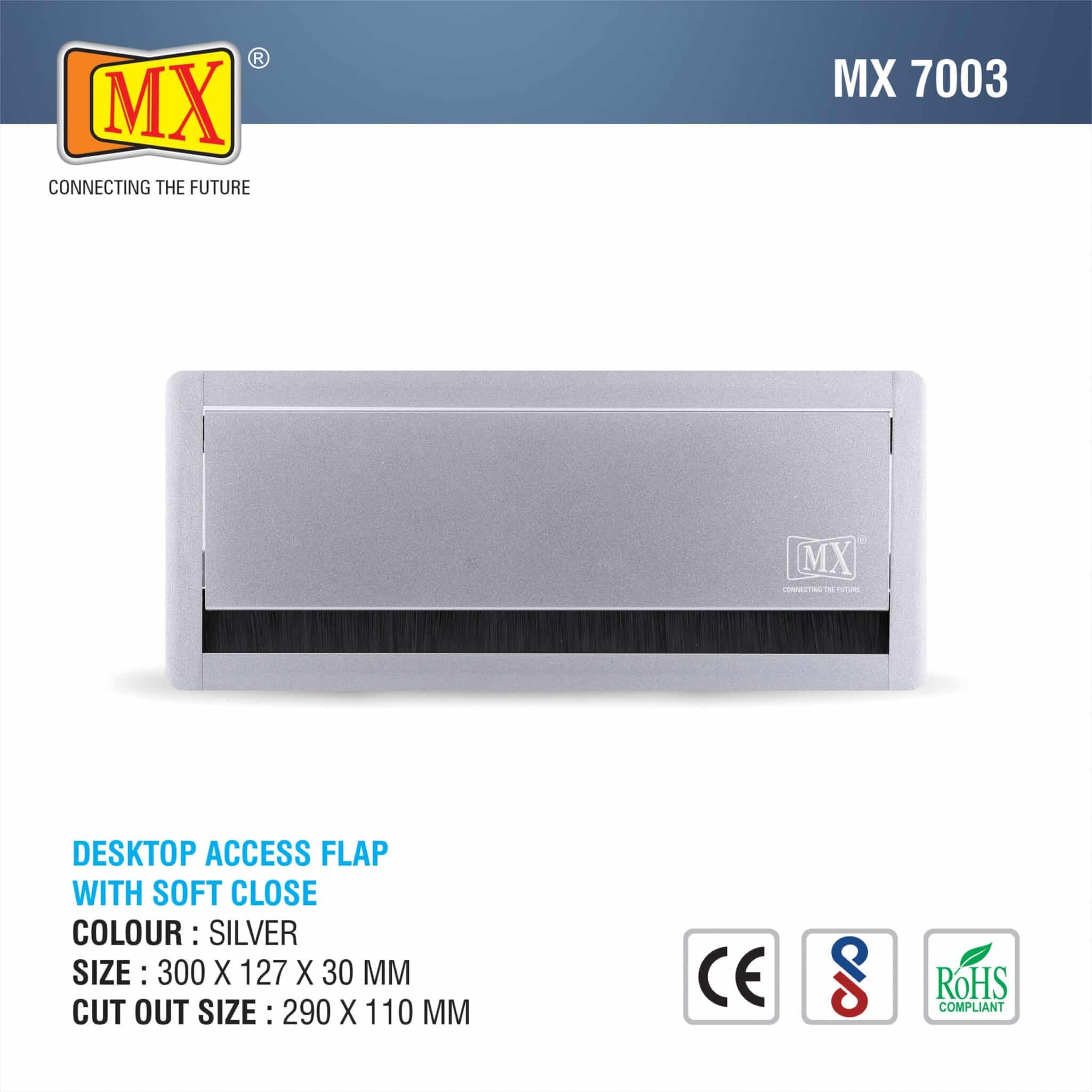 MX Aluminum Alloy Access Flap: Your Ultimate Desk Organizer for Effortless Cable Management and Workspace Tidiness (300X127X30 MM, Silver)