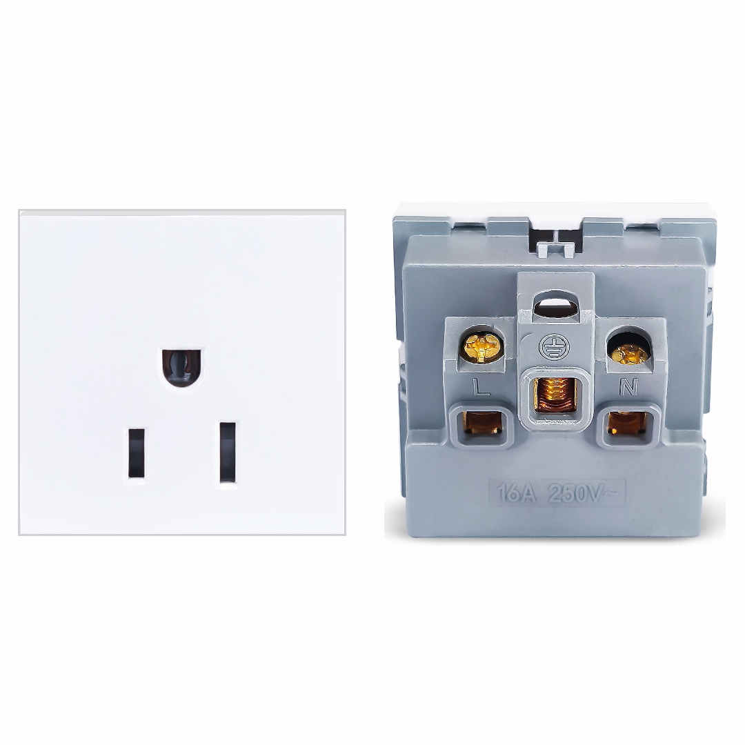 MX 7255 3-Pin US Standard Socket with Safety Shutter 15A 125V – Modular 45x45mm Power Socket